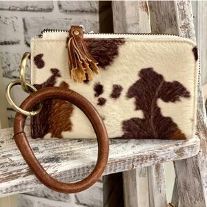 Liv Vegan Bangle Wristlet - Cow Print